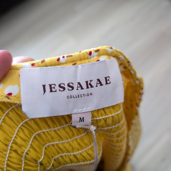 NWT JESSAKAE Yellow Floral Midi Dress - Picture 4 of 8